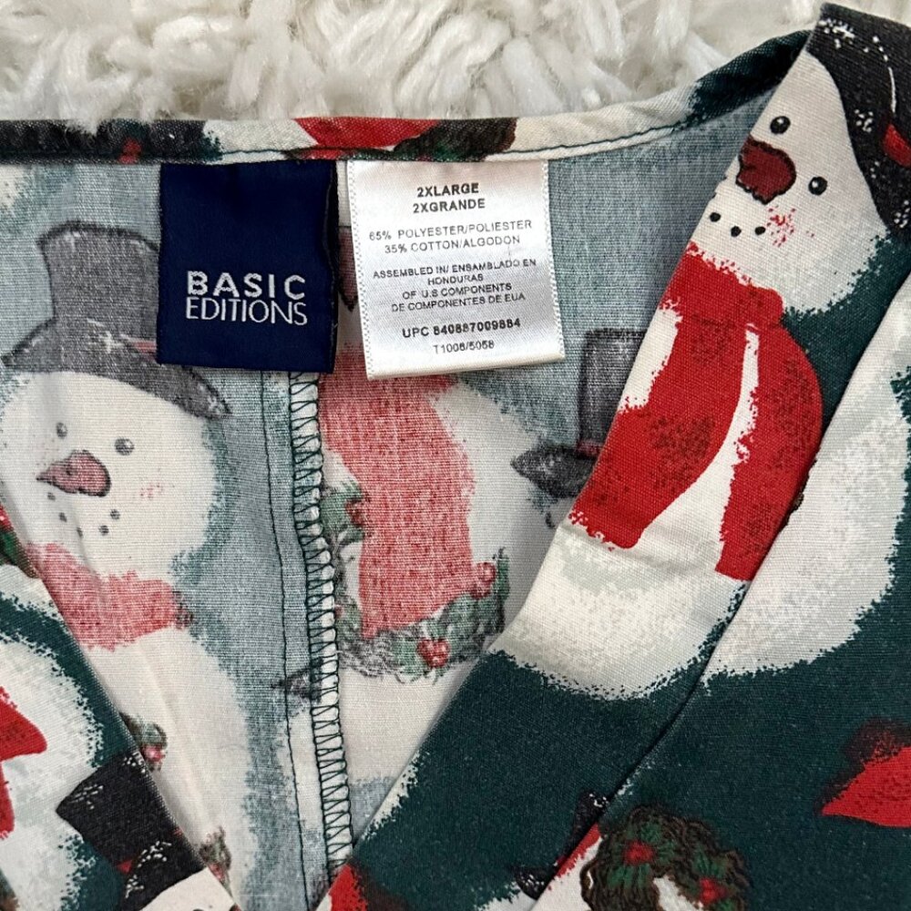 Lot Of 4 Christmas Scrubs Plus Size 2XL Rudolph Santa Snowman Happy Holidays - Picture 10 of 10